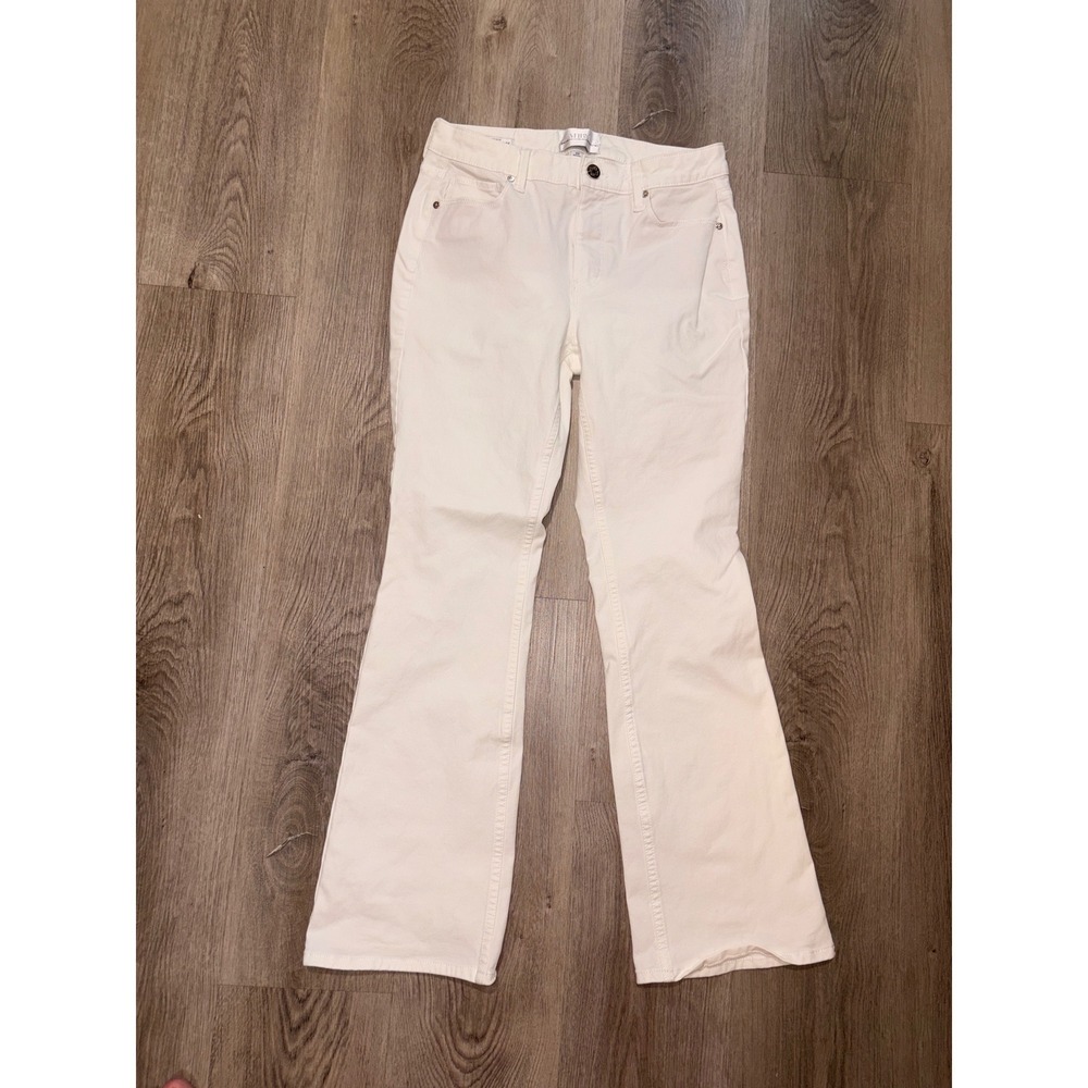 White House Black Market High Rise Skinny Flare Sculpt Jeans White 4S Short